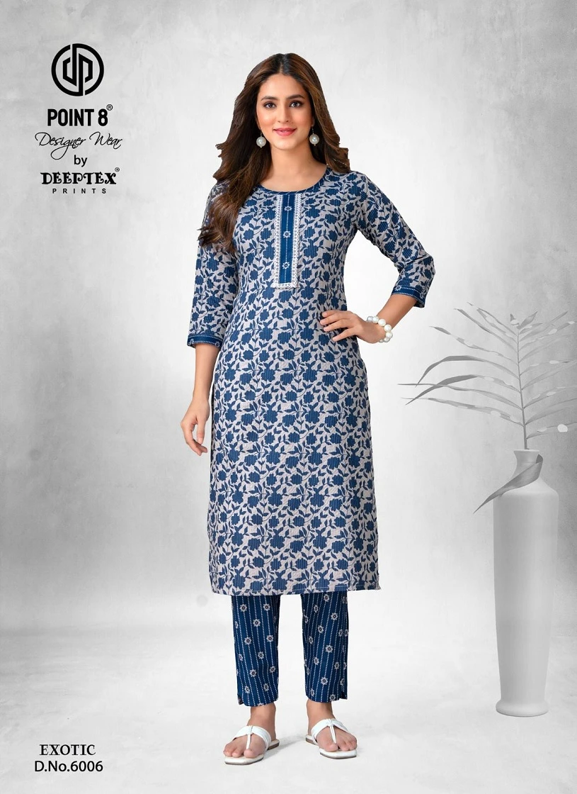 Deeptex  Exotic Vol 6 Kantha Cotton Wholesale Kurti With Pant Catalog